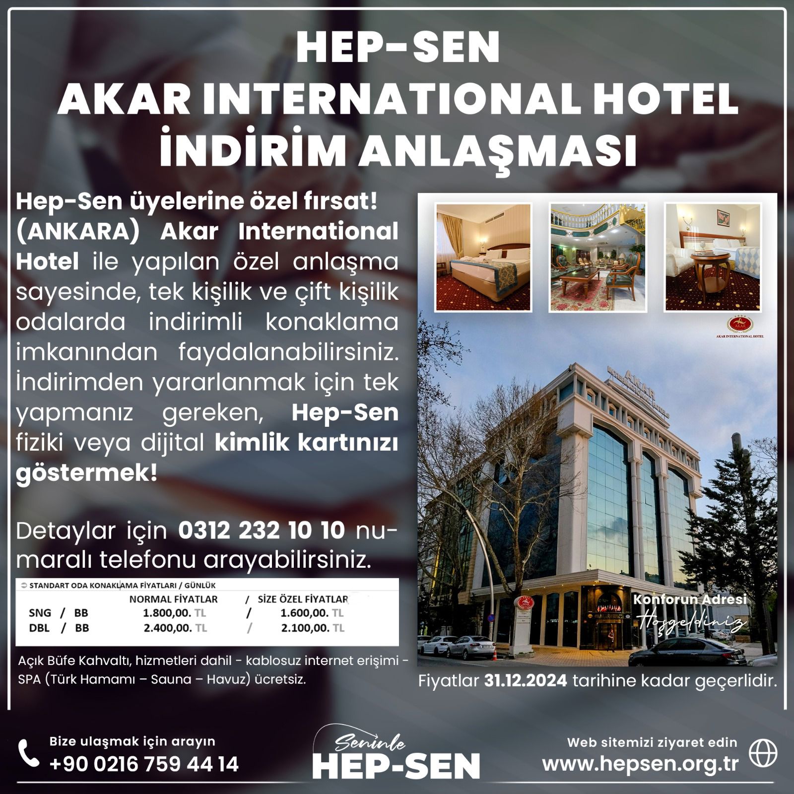 Akar International Hotel İNDİRİM ANLAŞMASI